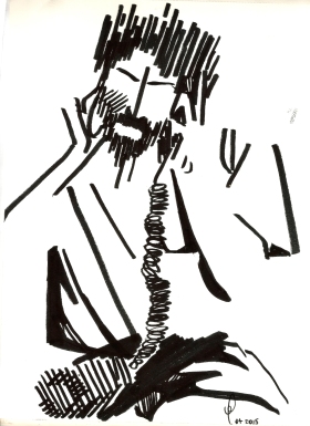 "On the telephone", India ink on paper - 2015